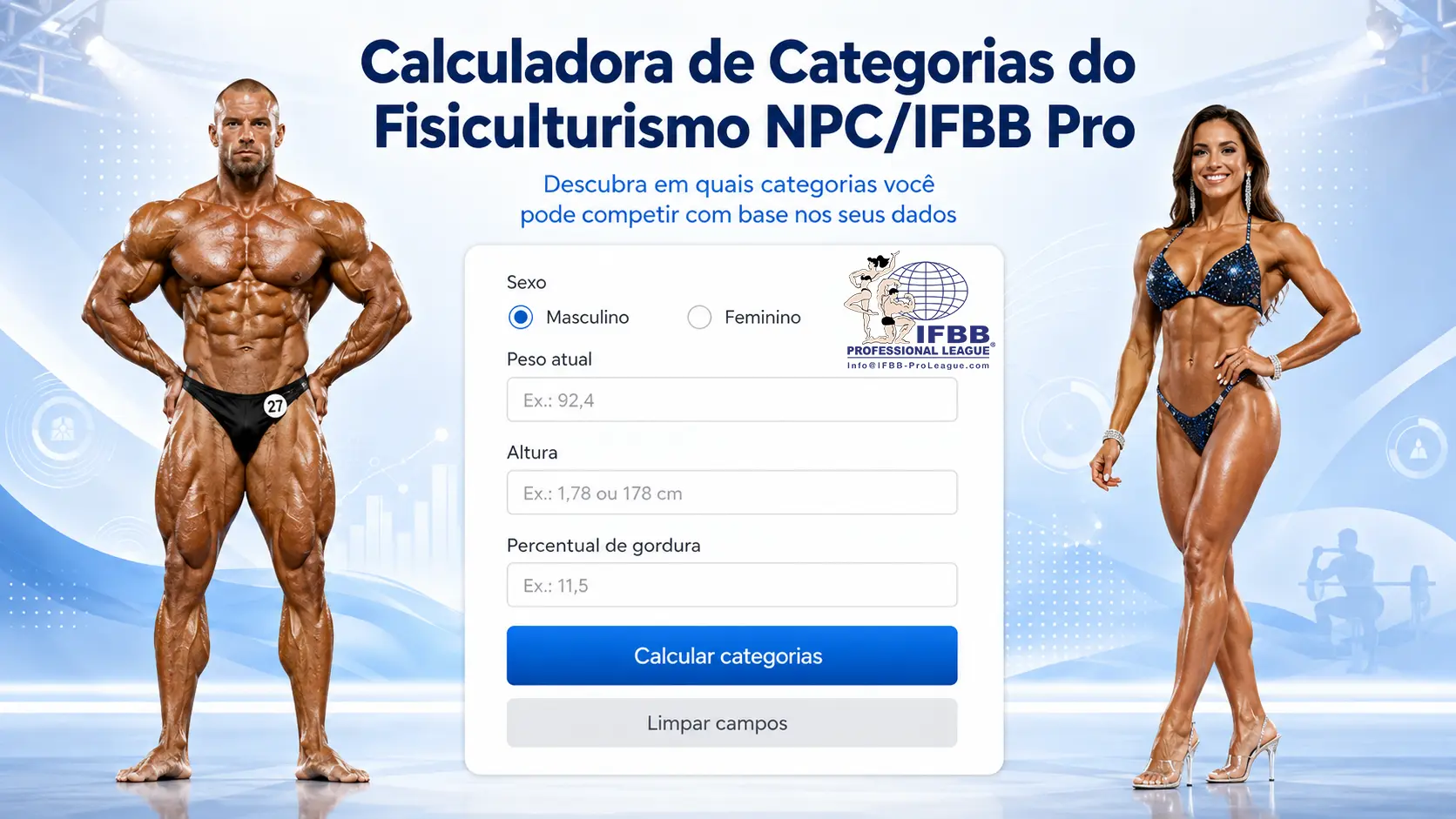 Calculadora de categorias de fisiculturismo NPC/IFBB PRO
